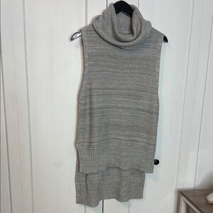 Grey Sleeveless Cowl Neck Sweater tunic style high low - small